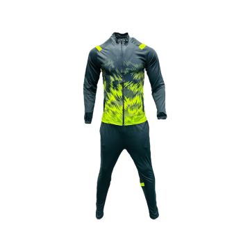 Morocco Football Tracksuit - Grey & Neon Yellow