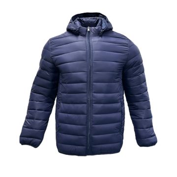 Padded Unisex Jacket with Detachable Hood - Navy