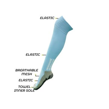 Sports Grip Knee High Socks Senior Pack Of 14 - Sky/White